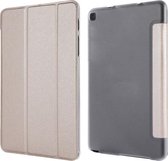 Horizontale leren flip-case met zijdetextuur en drie-uitklapbare houder voor Galaxy Tab P200 (goud)