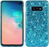Glitter poeder schokbestendig TPU beschermhoes voor Galaxy S10e (blauw)