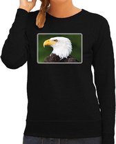 Dieren sweater arenden foto - zwart - dames - roofvogel/ zeearend vogel cadeau trui - kleding / sweat shirt XS