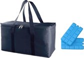 Koeltas van 39 x 22 x 19 cm blauw met 6x stuks koelelementen - 17 liter inhoud - Koeltassen voor strand/reis/picknick