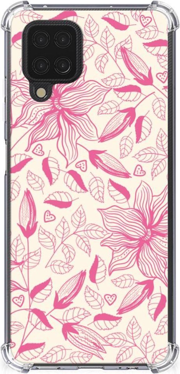Samsung Galaxy A12 Case Pink Flowers