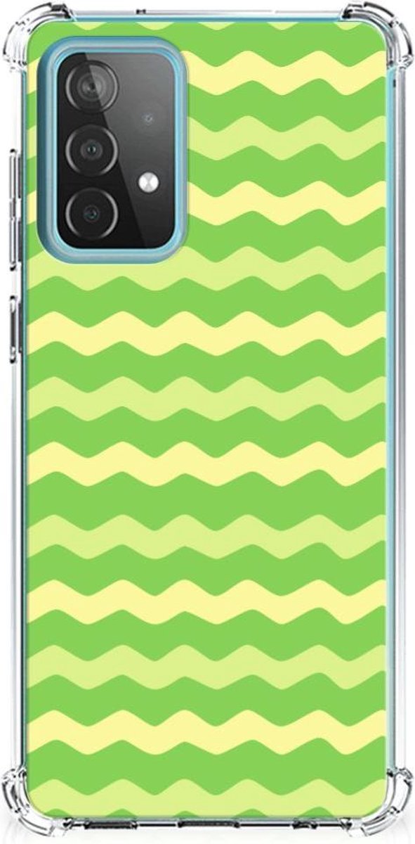 Samsung Galaxy A52 4G/5G Doorzichtige Silicone Hoesje Waves Green