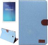 Denim textuur horizontale flip effen kleur lederen tas met portemonnee en kaartsleuven en houder voor Galaxy Tab E 9.6 / T560 (blauw)