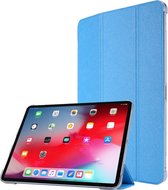Voor iPad Pro 11 (2020) TPU Silk Texture drievoudige horizontale flip lederen tas met houder (lichtblauw)