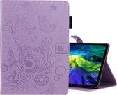 Voor iPad Pro 11 (2020) vlinders reliÃ«fpatroon horizontale flip lederen tas met houder en kaartsleuf (paars)