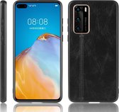 Voor Huawei P40 schokbestendig naaien koe patroon huid PC + PU + TPU Case (zwart)