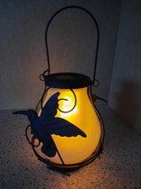 Enjoythesun Solar Lamp Kolibrie Vlam-effect - Tafellamp/Hanglamp 26 cm(H) - Solar tuinverlichting op zonne-energie - Buitenlamp met dag/nacht sensor - Smoked Glas -