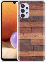 Hoesje Geschikt voor Samsung Galaxy A32 4G Houten planken