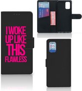 GSM Hoesje Geschikt voor Samsung Galaxy A02s Flip Cover Geschikt voor Samsung M02s Bookcase met quotes Woke Up