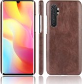 Voor Xiaomi Mi Note 10 Lite Shockproof Litchi Texture PC + PU Case (bruin)