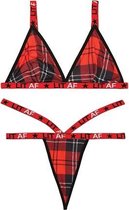 BH-Set Schotse Ruit Print - Dames Lingerie - S/M - BH-Sets - Rood - Discreet verpakt en bezorgd