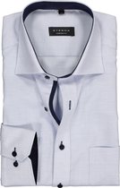 ETERNA comfort fit overhemd - structuur heren overhemd - lichtblauw met wit (donkerblauw contrast) - Strijkvrij - Boordmaat: 50