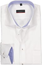 ETERNA modern fit overhemd - structuur heren overhemd - wit (blauw dessin contrast) - Strijkvrij - Boordmaat: 45