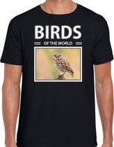 Dieren foto t-shirt Steenuil - zwart - heren - birds of the world - cadeau shirt Steenuilen liefhebber M