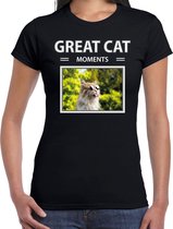 Dieren foto t-shirt rode kat - zwart - dames - great cat moments - cadeau shirt katten liefhebber XL