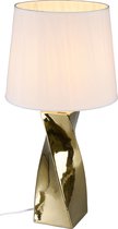 LED Tafellamp - Torna Aneby - E27 Fitting - Rond - Glans Goud - Keramiek/Textiel