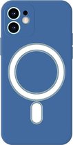 Mobigear Hoesje geschikt voor Apple iPhone 12 Siliconen MagSafe Telefoonhoesje | Mobigear Rubber Touch Backcover | Geschikt voor MagSafe | Geschikt voor Draadloos Opladen met Magnetische Ring | MagSafe Case - Blauw