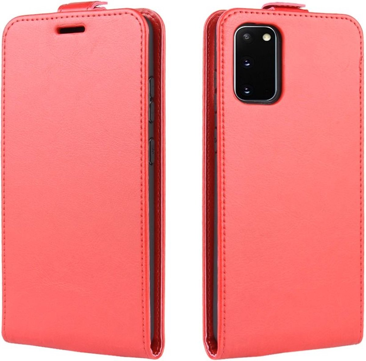 Mobigear Telefoonhoesje geschikt voor Samsung Galaxy S20 FE Hoesje | Mobigear Flipcase | Pasjeshouder voor 1 Pasje | Telefoonhoesje voor Pinpas / OV Kaart / Rijbewijs - Rood