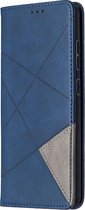 Mobigear Telefoonhoesje geschikt voor Samsung Galaxy S20 FE Hoesje | Mobigear Rhombus Slim Bookcase | Pasjeshouder voor 2 Pasjes | Telefoonhoesje voor Pinpas / OV Kaart / Rijbewijs - Blauw