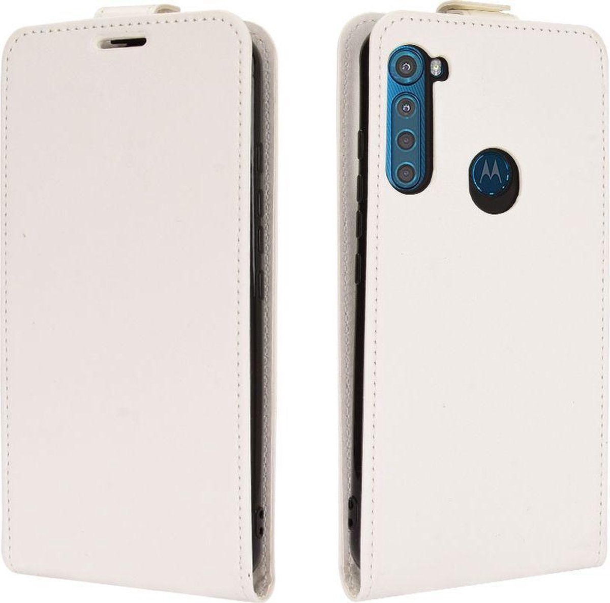 Mobigear Telefoonhoesje geschikt voor Motorola One Fusion Plus Hoesje | Mobigear Flipcase | Pasjeshouder voor 1 Pasje | Telefoonhoesje voor Pinpas / OV Kaart / Rijbewijs - Wit
