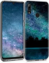 kwmobile telefoonhoesje voor Huawei P Smart (2019) - Hoesje voor smartphone in blauw / zwart - Melkweg met Meer en Bos design