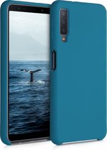 kwmobile telefoonhoesje geschikt voor Samsung Galaxy A7 (2018) - Hoesje met siliconen coating - Smartphone case in mat petrol
