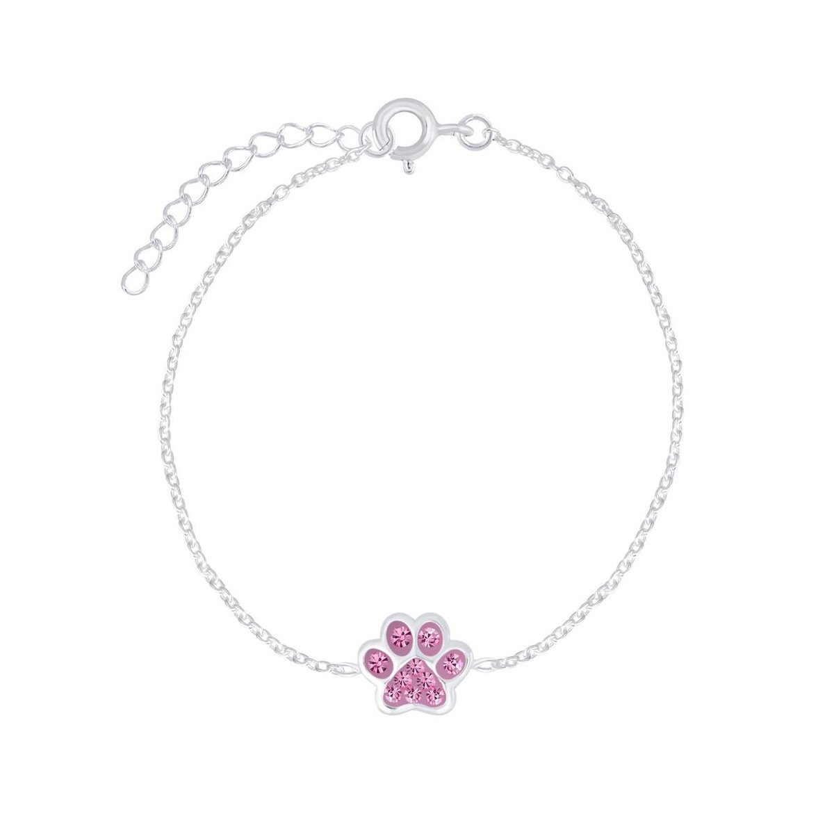 Zilveren kinderarmband roze hondenpoot | armband | dierenpoot armbandje Meisje Zilver | Zilverana | Sterling 925 Silver