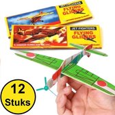 Decopatent® - 12 Stuks Foam Vliegtuigen - Uitdeelcadeautjes - Fighter Gliders Foam vliegtuig - Zweefvliegtuigen - Mix soorten