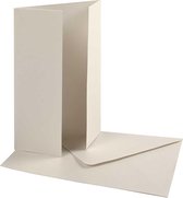 Parelmoer kaart & envelop, afmeting kaart 10,5x15 cm, afmeting envelop 11,5x16,5 cm, 230+120 gr, off-white, 10 set/ 1 doos