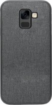 ADEL Siliconen Back Cover Softcase Hoesje Geschikt voor Samsung Galaxy A8 (2018) - Stoffen Design Grijs