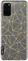 Casetastic Samsung Galaxy S20 Plus 4G/5G Hoesje - Softcover Hoesje met Design - Abstraction Outline Gold Transparent Print