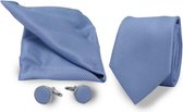 Messieurs | Set Pochette Cravate Pochette Carrée L-Bleu 0003 Taille NS