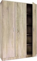 Bol.com Moderne opslagkast 180 cm met 3 deuren en 4 planken spaanplaat eikenhout sonoma aanbieding