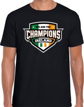 We are the champions Ireland t-shirt met schild embleem in de kleuren van de Ierse vlag - zwart - heren - Ierland supporter / Iers elftal fan shirt / EK / WK / kleding 2XL