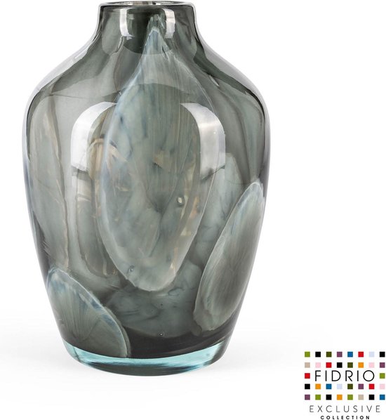 Design vaas sorobon - Fidrio Grey Cloudy - glas, mondgeblazen - diameter 20  cm hoogte... | bol.com