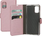 Mobiparts hoesje geschikt voor Samsung Galaxy A41 - Saffiano Wallet/Portemonnee hoesje - Magneet Sluiting - 3 Opbergvakken - Roze