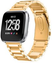 Stalen Smartwatch bandje - Geschikt voor  Fitbit Versa / Versa 2 stalen bandje - goud - Horlogeband / Polsband / Armband