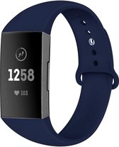 Siliconen Smartwatch bandje - Geschikt voor  Fitbit Charge 4 sportband - donkerblauw - Maat: L - Horlogeband / Polsband / Armband
