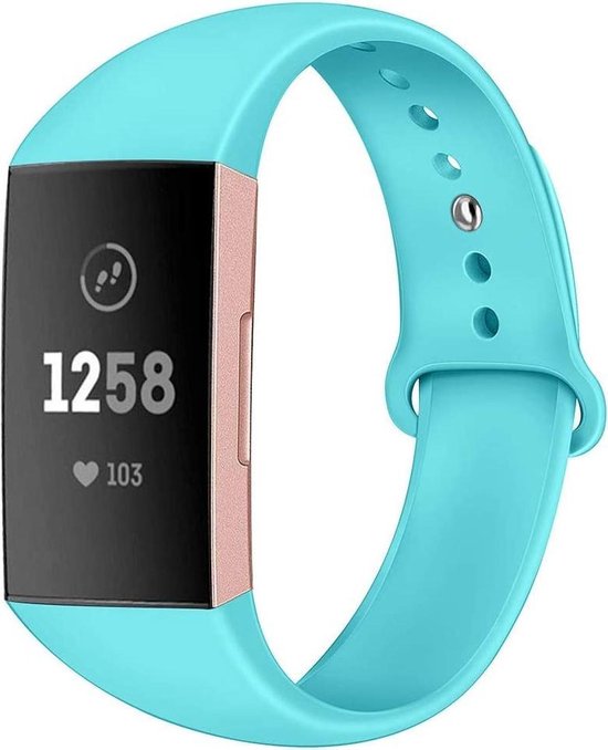 Fitbit Charge 4 sport band - aqua - Maat S | bol.com