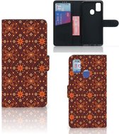 Telefoonhoesje Geschikt voor Samsung Galaxy M21 Book Cover Geschikt voor Samsung M30s Wallet Case Batik Brown