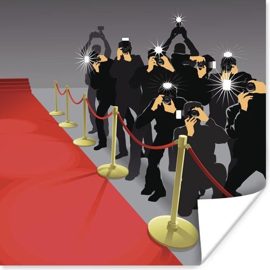 Une illustration des Paparazzi le long du tapis rouge à Hollywood poster  100x100 cm -... | bol.com