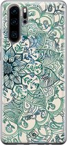 Huawei P30 Pro hoesje siliconen - Mandala blauw | Huawei P30 Pro case | blauw | TPU backcover transparant