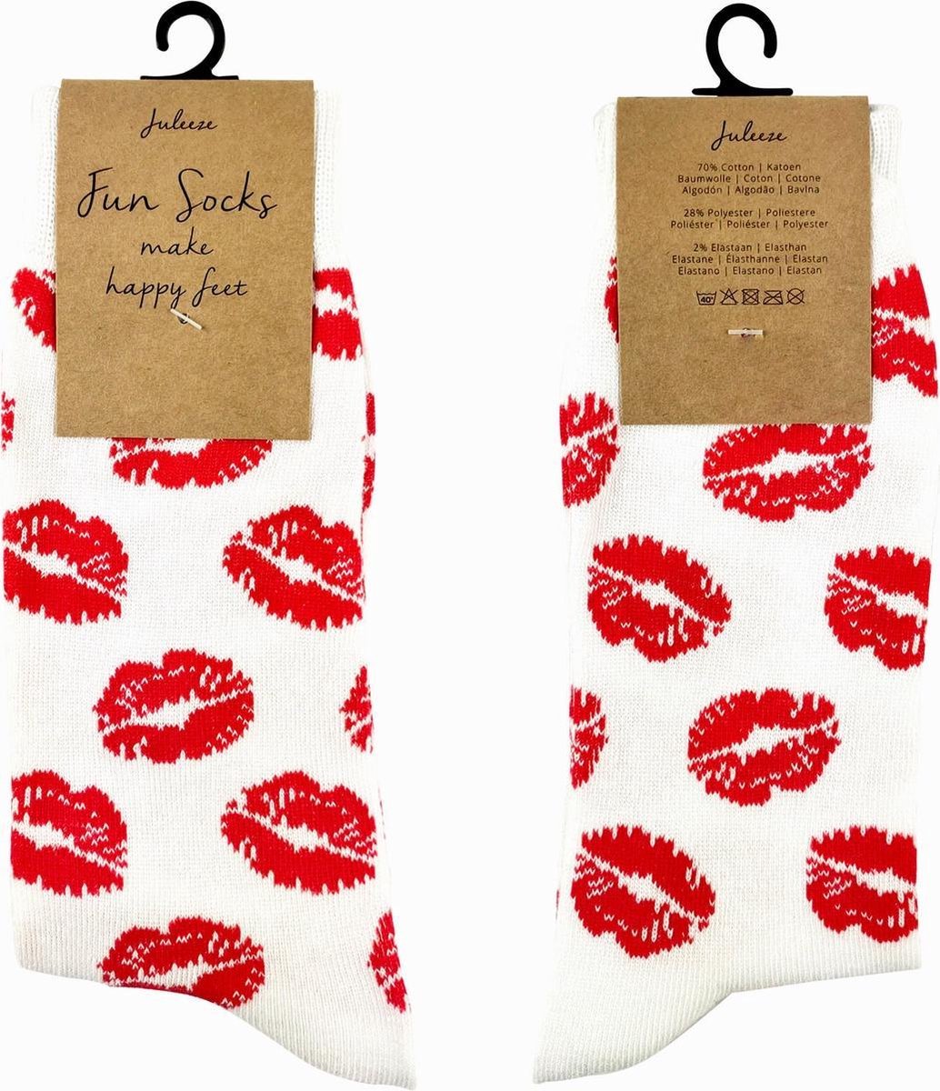 Juleeze Grappige Sokken Unisex JZSK0014M maat 39-41 - Rood Katoen / polyester Dames Heren SokkenGrappige Sokken op Prijzenvolger.com