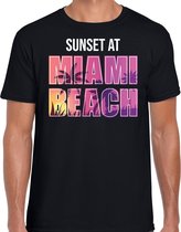 Sunset beach t-shirt / shirt Sunset at Miami Beach voor heren - zwart - Beach party outfit / kleding/ verkleedkleding/ carnaval shirt M