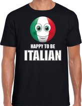 Italie emoticon Happy to be Italian landen t-shirt zwart heren 2XL