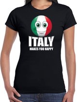 Italy makes you happy landen t-shirt Italie zwart voor dames met emoticon M