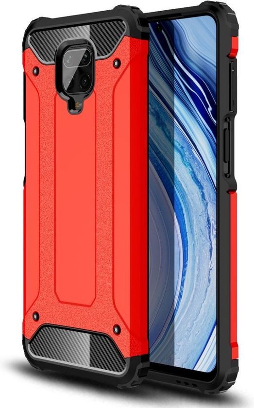 Armor Hybrid Back Cover Xiaomi Redmi Note 9 Pro / 9S Hoesje Rood