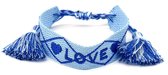 Stoffen Armband Dames - Love - Lengte Verstelbaar - Blauw