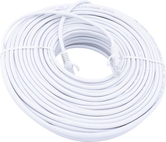 50 meter premium UTP kabel - Internetkabel - Netwerkkabel Tot 1000 Mbps -  Wit - Incl.... | bol.com