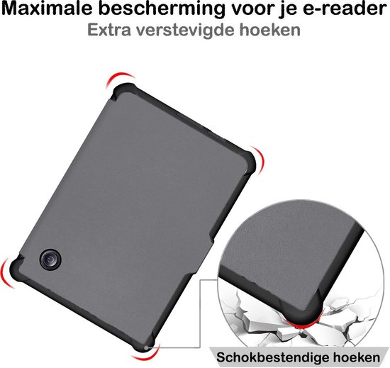 Hoesje Geschikt voor Kobo Libra H2O Hoesje Luxe Bescherm Case Trifold - Hoes Geschikt voor Kobo Libra H2O Hoes Book Cover - Grijs van Hoesje  — afbeelding 5